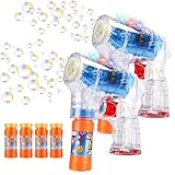 EPCHOO Seifenblasenpistole mit LED Licht und Musik, Seifenblasen Pistole Kinder Bubble Gun mit 4x50ml Seifenblasenflüssigkeit Seifenblasenmaschine für Jungen Mädchen Geburtstag Hochzeit Party