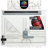 OfficeTree Zeichenplatte A4 - Inkl. Tragetasche, Schiebelineal, Geodreieck UVM. - Zeichenbrett A4 für exaktes Arbeiten - DIN A4 Zeichenplatte