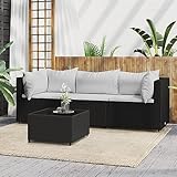Homgoday Gartenmöbel-Set 4-teilig mit schwarzen Kissen aus Polyrattan, Schlafsofa, Wohnzimmer Couch, modernes Sofa, Outdoor-Sofa für den Garten, Outdoor-Möbel