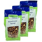 Cuisine Noblesse - 3er Pack Premium Haselnusskerne 1 kg Packung in Gastro-Qualität - 100% Naturbelassen (mit Haut) - Haselnüsse ungesalzen und ungeröstet - Natur Haselnuss Kerne ganz ohne Zusätze