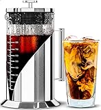Cafe du Chateau Cold Brew Kaffeebereiter – 1 Liter – Filter aus Edelstahl 304 – Borosilikatglaskörper – Eiskaffeebereiter – zweilagige luftdichte Silikondichtungen