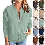 Warehouse Deal Retourenware Bomberjacke Damen Sommerjacke Blouson ohne kapuze Jacke Fliegerjacke Pilotenjacke Bomber Jacket Übergangsjacke Mit Reißverschluss Leichte College Jacke Fliegerjacke