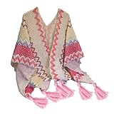 GMBYLBY Poncho Schalpullover Fransen Mädchen Strick Kimono Ethnischen Halstuch Wickelmäntel