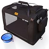 Hundebox Transportbox Hund Katze Hundetransportbox Hundebox Faltbar für Zuhause Hundebox Auto Rückbank Transportbox Hund Transportbox Foldable Dog Travel Crate (Schwarz 70 x 52 x 52 cm)