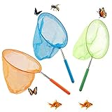 Schmetterling Net Kinder, 3 Stück Teleskop Kescher, Ausziehbar Klein Schmetterlingsnetz Ideal zum Fangen von Insekten Bugs Angeln Garten Pool Outdoor Fischernetz