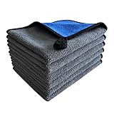 VAIYNWOM 6er Set Mikrofasertücher Autopflege, Sehr Weich Poliertuch 500GSM Microfasertücher Auto Trockentücher, Fusselfreie zum Reinigung Auto Motorrad, Innenreinigung, 30x40cm(±1CM) Blau