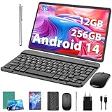 Android Tablet,11 Zoll Tablet Android 14 mit Tastatur, 12GB+256GB, 1TB Expand, Tablet PC mit Octa-Core, 8000mAh, 2.4G/5G WiFi, 13MP+5MP Kamera, 2 in 1 Tablet mit Tastatur Tasche, Maus, Stylus(Grün)