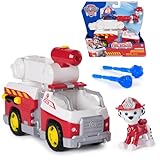 PAW PATROL – Fire Rescue Marshalls Feuerwehr-Fahrzeug mit Löschspritze und Marshall Hundefigur, Spielzeug für Kinder ab 3 Jahren