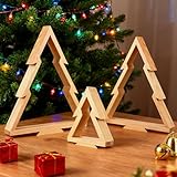 3er Holz Weihnachtsbaum, Weihnachtsdeko Holz Weihnachtsbaum Holzdeko Tannenbaum Holzweihnachtsbaum Holztannenbaum Künstlicher Holzbaum Weihnachten für Tischdeko Weihnachten (B)