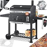 KESSER® Grill Grillwagen XXL Holzkohlegrill mit Deckel, Rädern, Edelstahl-Griff, Grillrost und Thermometer Holzkohle kohlegrill Wagen groß Kohle BBQ Barbeque Camping, Terrasse, Garten