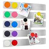 Magnettafel, Pinnwand Board 5 Stück Edelstahl Memo Board Starke Selbstklebende Magnetische Pinnwandstreifen mit 10 Magnetknöpfen für Büro Küche Wohnung Kalender Fotos