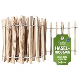 Creative Home Staketenzaun 35cm hoch und 5m lang | Haselnusszaun | Rollzaun | Lattenabstand 7-9 cm | Gartenzaun Holz Holzzaun | Zaun Garten Ideal als Rasenkante Blumenbeet Umrandung aus Haselnuss