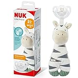 NUK Little Friend Kuscheltier & Star Babyschnuller | 0–6 Monate | mit integriertem Schnuller-Clip | für Schnuller mit Ring | flauschiges Kuscheltier im Zebra-Design