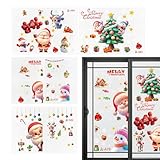 weihnachten 4er Pack Weihnachts-Fensterbilder mit Schneeflocken Weihnachtsmann-Motiv, selbstklebende Fensterdekoration, saisonale Wanddeko | Küche
