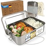 Dimono® Lunchbox Brotdose 2400ml Auslaufsichere Bento-Box Brotzeit-Dose aus Edelstahl; Wasserdichte Nachhaltige Dose mit Fächer & Dichtungen