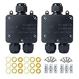 Boboleo 3 Wege Wasserdichte Abzweigdose, Ip68 Elektrische Anschlussdose Für Kabel mit 5-15 mm Durchmesser, aus Polykarbonat, Schwarz (2 Pack)