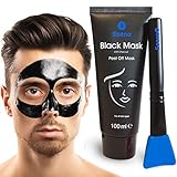 Das ORIGINAL - SOENA® for MEN Black Mask + MASKENPINSEL | XXL Tube 100 ml | Entfernt Mitesser – Peel-Off Maske - Gegen unreine Haut | Mit Aktivkohle | Schwarze Maske zum abziehen | Blackhead Mask