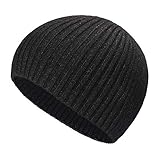 ZLYC Herren Winter Strickmützen Mode Warm Slouch Beanie Mütze,Festes Holzkohle,Gr. Einheitsgröße