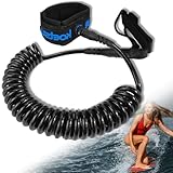 xiaoxiaozhijia 10ft Sup Leash,7mm Surf Leashes,Paddleboard-Zubehör,TPU Adult Leine für Longboards,Stand Up Paddle Boards Surfboards(Schwarz)