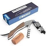Kellnermesser mit Doppelhebel – Profi-Korkenzieher & Flaschenöffner aus Edelstahl & Holz – Sommeliermesser für Weinflaschen – Elegantes Kellnerbesteck mit Folienschneider