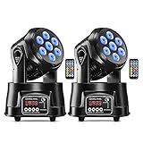 2Er Pack 70W Moving Head Wash LED DMX512 RGBW Partylichter 4 in 1 DJ licht Disco Bühnenlicht für Live Events, Bar, Karaoke, Weihnachten, Halloween, Home Party, Hochzeit