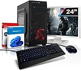 shinobee Komplett PC Quad Gaming Computer mit 3 Jahren Garantie! | Athlon™ X4 950 Quad Core, 3.8 GHz | 16 GB | 512 GB SSD | AMD Radeon RX 460 2GB GDDR5 | 24-Zoll TFT | WLAN | DVD | Windows 11 | #7486