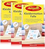 Aeroxon Kleidermottenfalle - Effektiver Mottenschutz für Kleiderschrank und Lagerungen im Dreierpack, 6 Stück - Bekämpft Kleidermotten und schützt Kleidung langfristig.