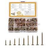 M3 M3,5 M4 Holzschrauben Set, 380 Stück Selbstschneidende Schrauben mit Senkkopfschrauben Set, Spanplattenschrauben Kreuzschlitzschrauben Set, Flachkopfschrauben für DIY Projekt Reparatur