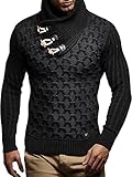 Leif Nelson Herren Strickpullover Grobstrick Winter Pullover mit Schalkragen Winterpullover Pulli Slim Schwarz Anthrazit 4XL