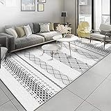 MBJKOAVC Teppich Küche Waschbar Korridor Schlafzimmer Und Wohnzimmer Rutschfester Küche Deko Kurzflor Weich Moderner Teppich mit Geometrischen Linien in Schwarz/Grau, 70 x 140 cm