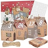 Adventskalender zum Befüllen: Adventskalender 2023 – 24x Geschenkbox Weihnachten klein und Sticker – Adventskalender Selber Basteln mit LIVAIA DIY Set