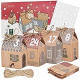 Adventskalender zum Befüllen: Adventskalender 2023 – 24x Geschenkbox Weihnachten klein und Sticker – Adventskalender Selber Basteln mit LIVAIA DIY Set