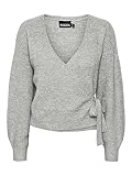 PIECES Damen Pcellen Ls Wrap Knit Cardigan Noos Bc, Light Grey Melange, L