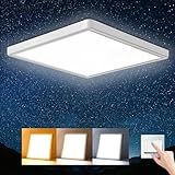 Oraymin LED Deckenlampe Flach, Deckenleuchte 18W IP44 Wasserdichte Badezimmer Lampe, 3000K/4000K/6500K Schlafzimmerlampe LED Panel für Küche Schlafzimmer Flur Keller Balkon, 23 * 23CM