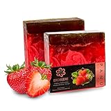 Panu Seifen Erdbeer - Vegane Duschseife für alle Hauttypen - Naturseife als festes Duschgel und festes Shampoo - Premium Soap Bar - Natürlicher Duschbrocken als festes Duschgel