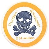 Schwimmabzeichen Totenkopfabzeichen Gold 2 Stunden Schwimmer Abzeichen Rund ca.6cm Aufnäher zum aufbügeln mit Spezialkleber