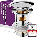 M. ROSENFELD HOME Ablaufgarnitur Waschbecken mit Überlauf Chrom - Ablaufventil Pop Up 1 1/4 Zoll aus Edelstahl & Messing für Waschtisch - PopUp Ventile, Abflussgarnitur Waschbecken, Einfacher Einbau