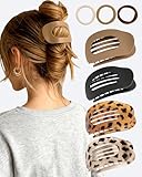 lulir Flache Haarklammern 4 Stück,Haarklammern für Damen,Haarspangen Damen Dünnes Haar,Entenschnabel Haarspange,Flat Hair Clips,Französisches Haarspangen Damen(mit 3 Haargummis)