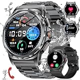 SUNKTA Militär Smartwatch Herren mit Telefonfunktion,1.43'' AMOLED Outdoor Smartwatch mit 126+ Sportmodi,5ATM Schlaf/Herzfrequenz/Spo2/Message Reminder, Fitnessuhr für iOS Android