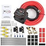 12V/140A BSR Trennrelais Komplettset mit 3M Kabel vollautomatisches Batterie Trennrelais, Trennrelais 12v Zweitbatterie mit LED-Bildschirm Display für Wohnmobil Van LKW SUV RV ATV UTV Boot