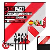 MAGMA | Warntafel Italien Fahrradträger | 3-Pack Warntafel Italien Spanien + 4 Spanngurte + Tasche Anti Kratzer | Warntafel Fahrradträger | Wohnmobil | Warnschild 50x50 cm | Schild Fahrrad Rot