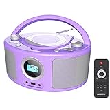 Tragbarer CD-Player Boombox mit Bluetooth | Fernsteuerung | FM-Radio | USB | MP3-Wiedergabe | Kompatibel mit CD-R/CD-RW, Radio CD-Player