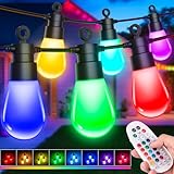 LED Lichterkette Außen Strom Weihnachten - 21M Dimmbar Bunt RGB Glühbirnen IP65 Wetterfest Outdoor Fernbedienung Retro Color Fairy Lights Aussen für Party Terrasse Biergarten Pavillon Balkon Garten