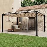 Willood Pavillon mit Lamellendach 3x4 m Taupe Stoff und Aluminium Gartenlaube Pergola, Sonnenschutz, Gartenzelt, Sonnendach, Gartenlaube, Terrassenüberdachung, Vordach