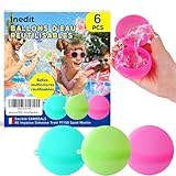 Wasserballons Wiederverwendbar (6 Stück) - Wasserbälle Wiederverwendbar - Splash Ball - Magnet Selbstschließend Wiederverwendbar Schnell Wiederbefüllbare Silikon Wasserbomben Für Wasserschlachten