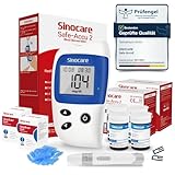 Sinocare Safe-Accu2 Blutzuckermessgerät mit 100 Teststreifen und 100 Lanzetten: Klinisch validiert, schmerzfrei, mit Alarmfunktion und mg/dL-Messung (Safe-Accu2 Messgerät Set 100)