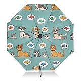 Regenschirm mit Cartoon-Katzen-Motiv, leicht, tragbar, automatisches Öffnen, Schließen für Frauen, Reise-Regenschirme für Regen, Wind und Sonne