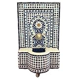 Marrakesch Gartenbrunnen Zimmerbrunnen aus original marokkanische Mosaik 78 cm Gross | Brunnen als Gartendeko Terassendeko & Balkon Deko | Springbrunnen Inkl. Pumpe für entspannenden Wasserfall