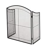 3UOOWWFA Funkenschutz, 3 Paneele, Schmiedeeisen, großer Bildschirm, für den Innen- und Außenbereich, feuerfester Zaun, solider Kamin-Zaun, Kaminplatte – H 76,2 cm