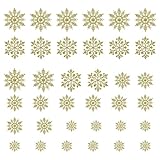 36 Glitzernde Weihnachten Schneeflocken Deko Weihnachtsbaum-Dekorationen Weihnachts- Fenster- und Tür- Accessoires Kunststoff-Schneeflocken-Ornament (Gold, One Size)